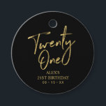 Gold & Black 21st Birthday Party Favour Thank you  Tags<br><div class="desc">This simple custom thank you tag will add stylish detail to your special day. This design features modern gold script lettering " Twenty One" with custom text. Matching 21st birthday invitations and party supplies are available in my shop BaraBomDesign.</div>