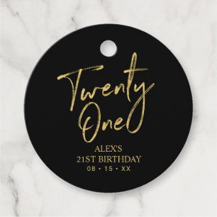 Gold & Black 21st Birthday Party Favour Thank you  Tags