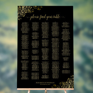Gold & Black 300 Person Alphabetical Seating Chart