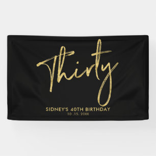 Gold & Black 30th Birthday Party Welcome Banner