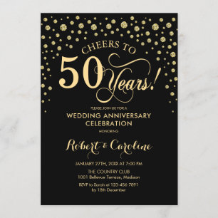 Gold Black 50th Anniversary Celebration Invitation