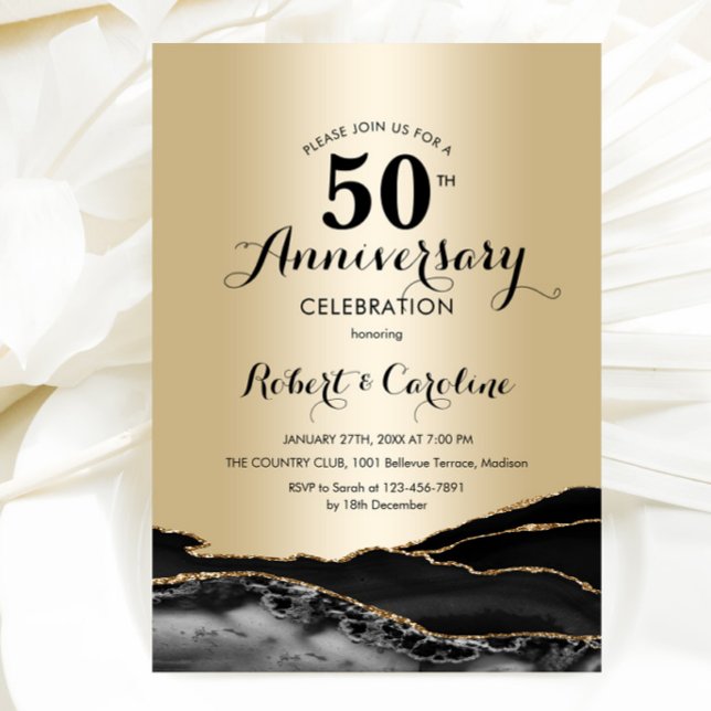 Gold Black 50th Anniversary Invitation (Creator Uploaded)