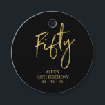 Gold & Black 50th Birthday Party Favour Thank you  Favour Tags<br><div class="desc">This simple custom thank you tag will add stylish detail to your special day. This design features modern gold script lettering "Fifty" with custom text. Matching 50th birthday invitations and party supplies are available in my shop BaraBomDesign.</div>