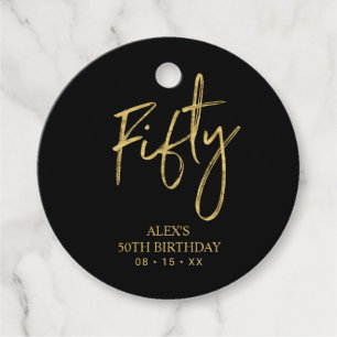 Gold & Black 50th Birthday Party Favour Thank you  Tags