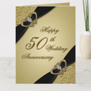 Gold Black 50th Wedding Anniversary 8.5x11 Card