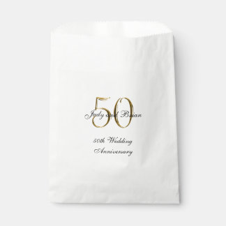 Gold Black 50th Wedding Anniversary Favour Bag