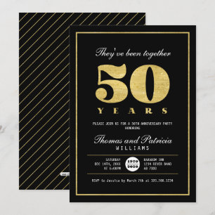 Gold & Black 50th Wedding Anniversary Invitation