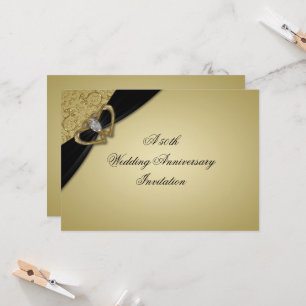 Gold Black 50th Wedding Anniversary Invitation