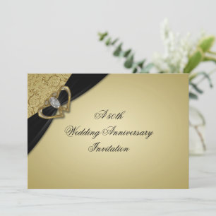 Gold Black 50th Wedding Anniversary Invitation