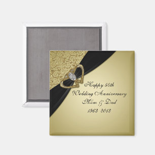 Gold Black 50th Wedding Anniversary Magnet