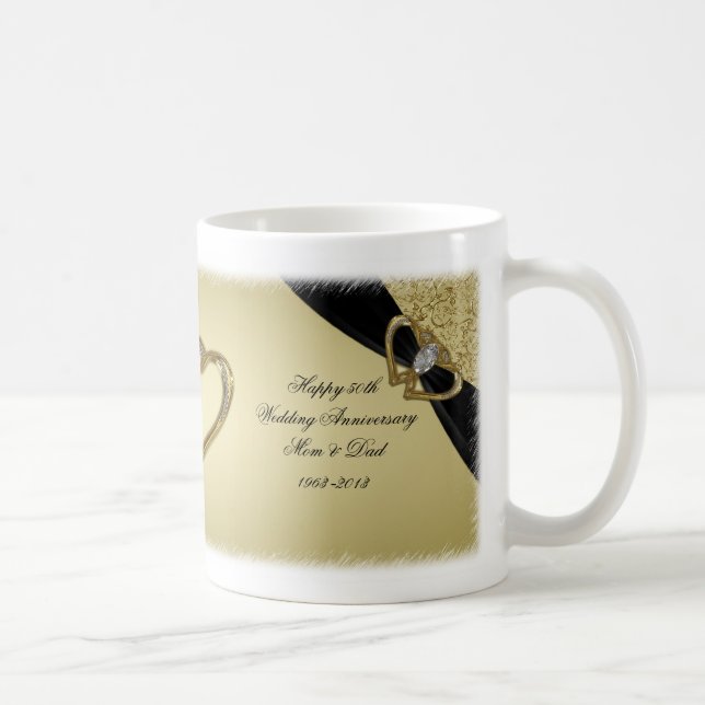 Gold Black 50th Wedding Anniversary Mug (Right)