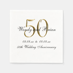 Gold Black 50th Wedding Anniversary Paper Napkins