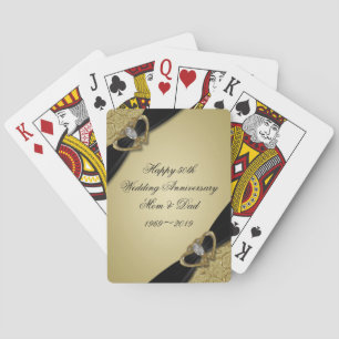Gold Black 50th Wedding Anniversary Playing Cards