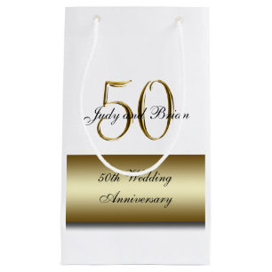 Gold Black 50th Wedding Anniversary Small Gift Bag