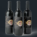Gold Black 60th Birthday Elegant Calligraphy Photo Wine Label<br><div class="desc">Gold Black 60th Birthday Elegant Calligraphy Photo Wine Label. And elegantly designed special birthday celebration invitation,  featuring a custom photo of birthday person and script calligraphy with vintage flourish elements. Simple enough to fit a variety of themes and colours!
Need help? Simply contact me!</div>