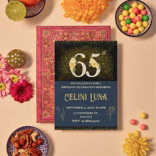 Gold & Black 65th Birthday Invitations