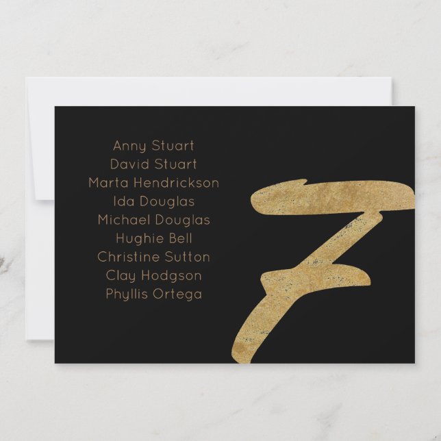 Gold Black 7 table number Wedding seating Card (Back)