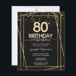 Gold Black 80th Birthday Party Budget Invitation<br><div class="desc">Elegant Faux gold border with shimmering confetti highlights on the top border. All text is adjustable and easy to change for your own party needs. Great elegant 80th birthday template design.</div>