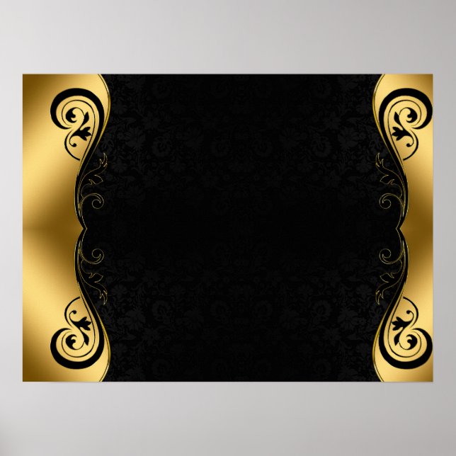 Gold Black Abstract Art Poster (Front)