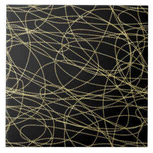 Gold Black Abstract Ceramic Tile