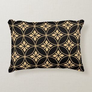 Gold & Black: Abstract Floral Vintage Decorative Cushion