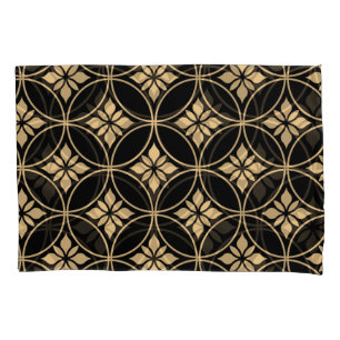 Gold & Black: Abstract Floral Vintage Pillowcase