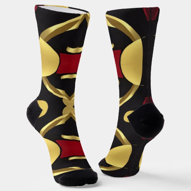 Gold Black Abstract Pattern Socks (Angled)