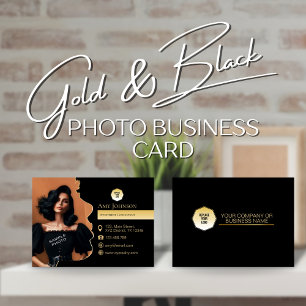 Gold & Black, Add Own Photo To Silhouette SVG File Business Card