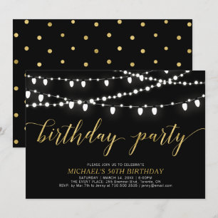 Gold & Black   Adult Men's 50th Birthday Party Invitation