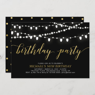 Gold & Black   Adult Men's 50th Birthday Party Invitation