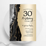 Gold Black Agate 30th Birthday Invitation<br><div class="desc">Black and gold agate 30th birthday party invitation. Elegant modern design featuring rock stone marble geode background,  faux glitter gold and typography script font. Trendy invite card perfect for a stylish women's bday celebration. Printed Zazzle invitations or instant download digital printable template.</div>