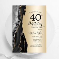 Gold Black Agate 40th Birthday