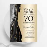 Gold Black Agate Surprise 70th Birthday Invitation<br><div class="desc">Black and gold agate surprise 70th birthday party invitation. Elegant modern design featuring rock stone marble geode background,  faux glitter gold and typography script font. Trendy invite card perfect for a stylish women's bday celebration. Printed Zazzle invitations or instant download digital printable template.</div>