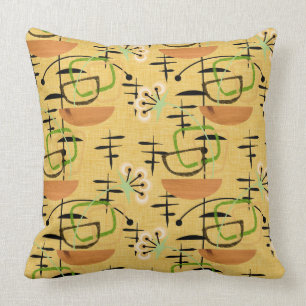 Gold, Black and Green Fifties Retro Style Cushion