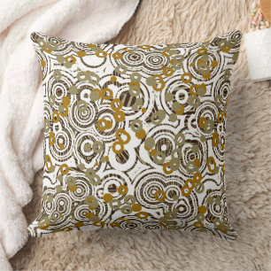 Gold Black and Olive abstract geometric Cushion