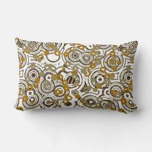 Gold Black and Olive abstract geometric Lumbar Cushion