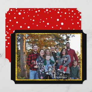 Gold Black and Red Family Photo Holiday Christmas
