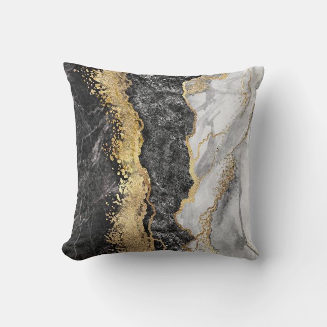 Gold Black And White Abstract  Cushion (Front)