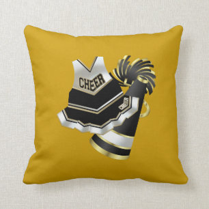 Gold Black and White Cheerleader Cushion
