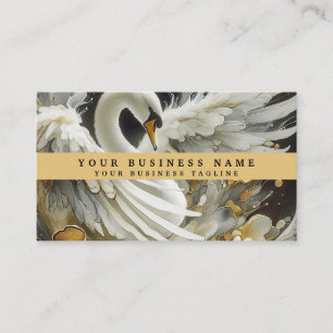 Gold Black and White Swan Business Cards