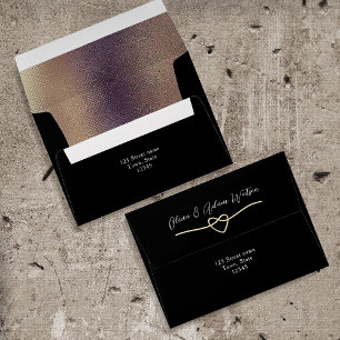 Gold Black and White Wedding Envelope