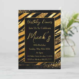 Gold Black Animal Print Stripes Dots Luxury Modern Invitation