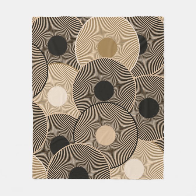 Gold Black Arc Wheels: Abstract Fleece Blanket (Front)
