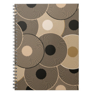 Gold Black Arc Wheels: Abstract Notebook
