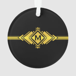 Gold & Black Art Deco Belt Monogram Ornament