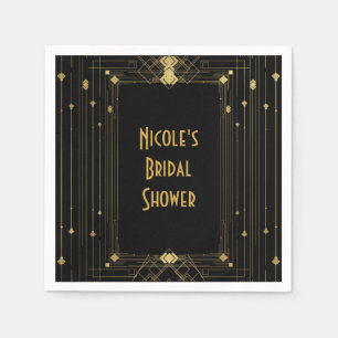Gold & Black Art Deco Gatsby Roaring 20's Elegant Napkin