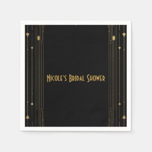 Gold & Black Art Deco Gatsby Roaring 20's Elegant Napkin