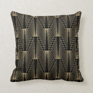 Gold & black Art-deco pattern Cushion