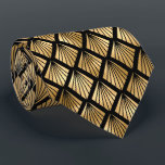 Gold black art deco tiled pattern neck tie<br><div class="desc">Gold black art deco tiled pattern neck tie</div>