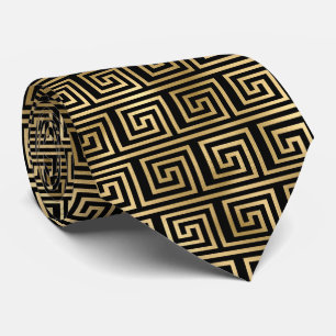 gold black art deco tiled pattern tie